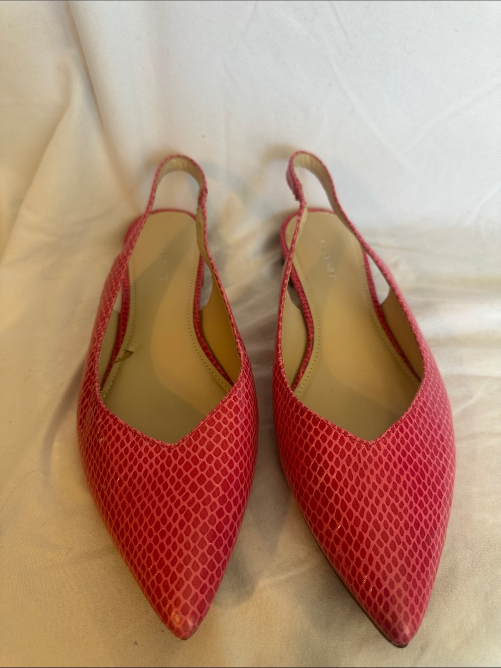 Marc Fisher Pink Pointed Slingback Flats with Textured Finish - Picture 2 of 11